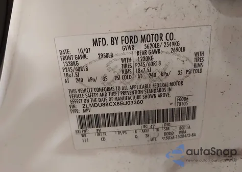 2008 Lincoln Mkx z USA, uszkodzony, nr VIN 2LMDU88CX8BJ03360